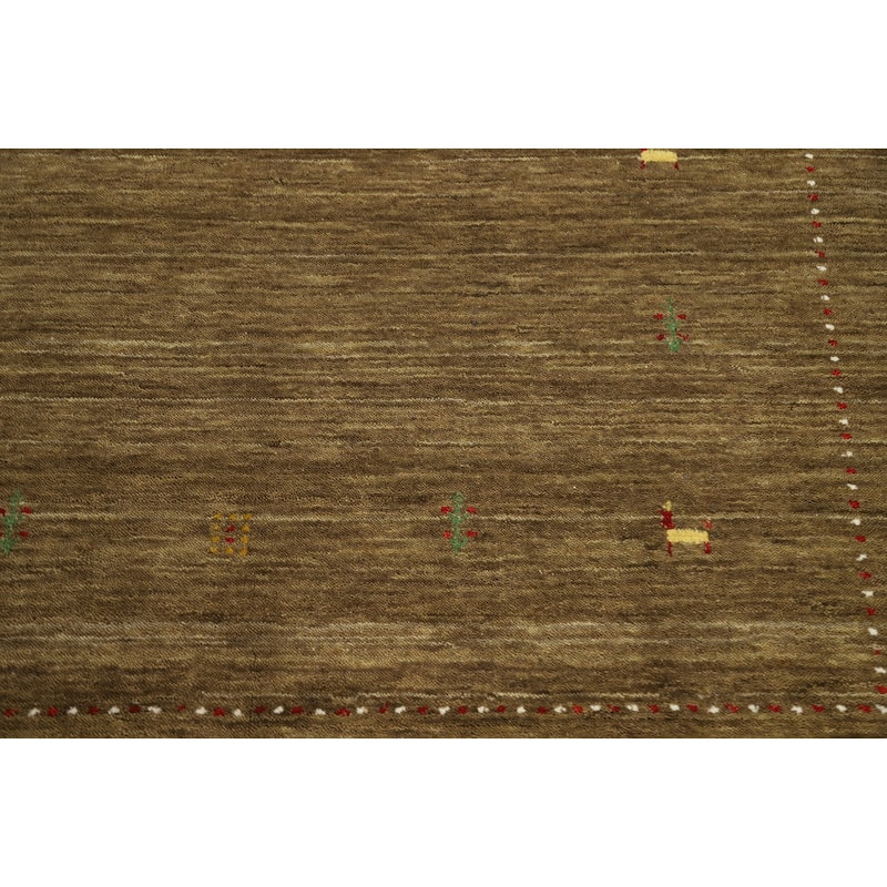 Hand Knotted Oriental 100% Wool Carpet Tribal Animal Pictorial Brown Gabbeh Area Rug - 6' 0'' X 4' 4''