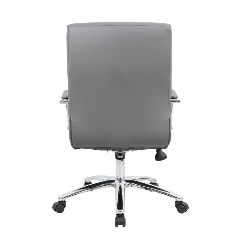 Megh Rolling Executive Conference Chair, Gray Vinyl, Chrome Base