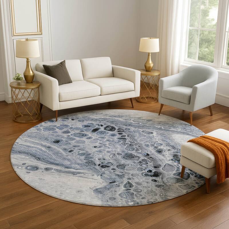Premium Washable Super Soft Abstract Chic Mayfield Rug - Blue - 8' x 8'