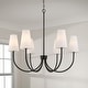 preview thumbnail 2 of 2, 37.25" W x 26.5" H 6-Light Transitional Chandelier with Tapered Soft White Glass - 37.25"W x 33.25"H