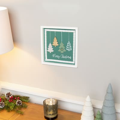 Merry Christmas Trees Framed Wall Art - 9.5" x 9.5"