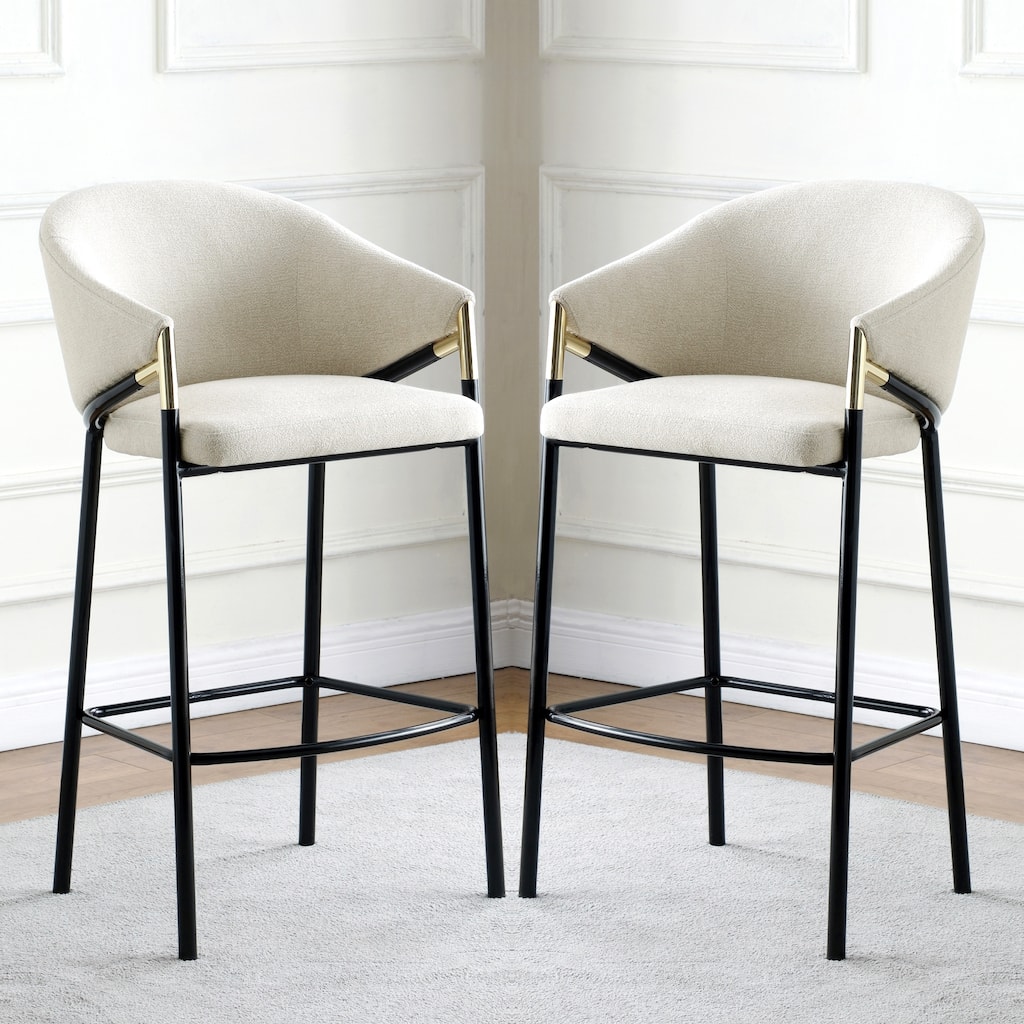 Modern Design Beige Upholstered Bar Stools (Set of 2)