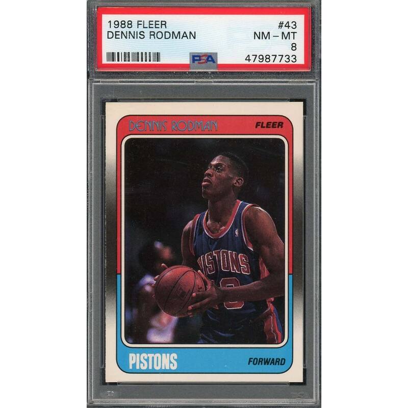 Dennis Rodman 1988 Fleer Basketball Rookie Card RC #43 Graded PSA 8 - 8'6" x 11'6"