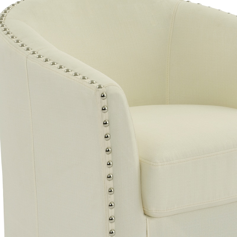George 2 Set 30"W Upholstered Swivel Barrel Chair with Nailheads