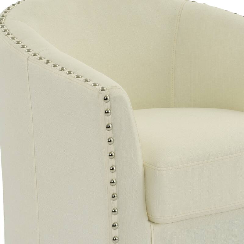 Modern Swivel Barrel Chair with Nailhead Trim