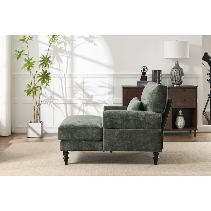 GDFStudio - Marcelline Chaise Lounge Recliner with Solid Wood Frame and Cushion