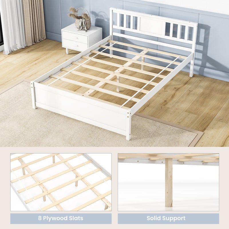 Gymax Twin / Queen / Full Size Bed Frame w/ Headboard Wood Slat