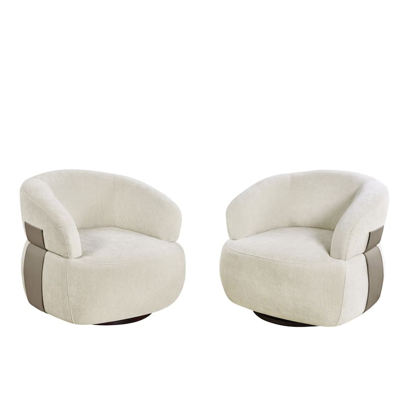 Kieon 33"W 360 Swivel Barrel Chair Modern Accent Chair Set of 2