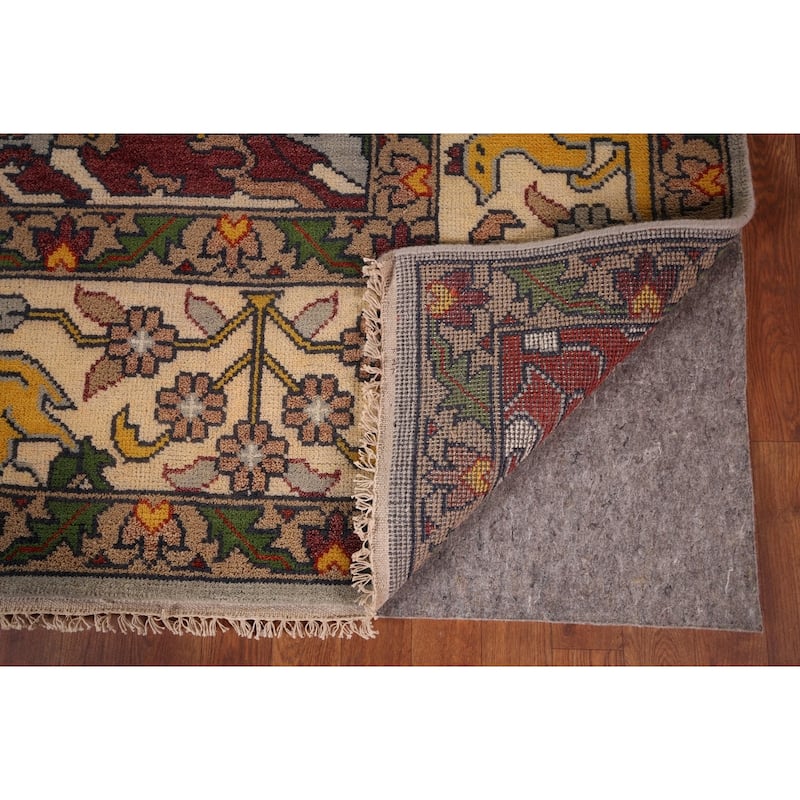 Hunting Animals Design Ziegler Indian Area Rug Handmade Wool Carpet - 8'11"x 12'0"