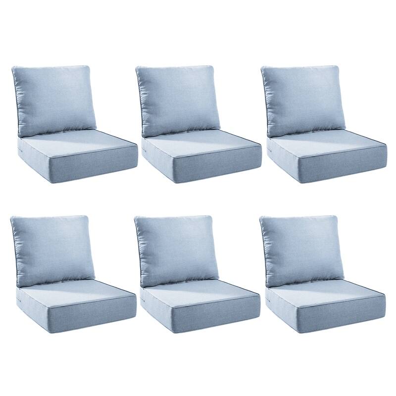 Pocassy 24x24x6 Inch Thick Cushions Pillows Indoor Outdoor Deep Seat Water & Fade Resistant - 6 Set - Baby Blue Cushion