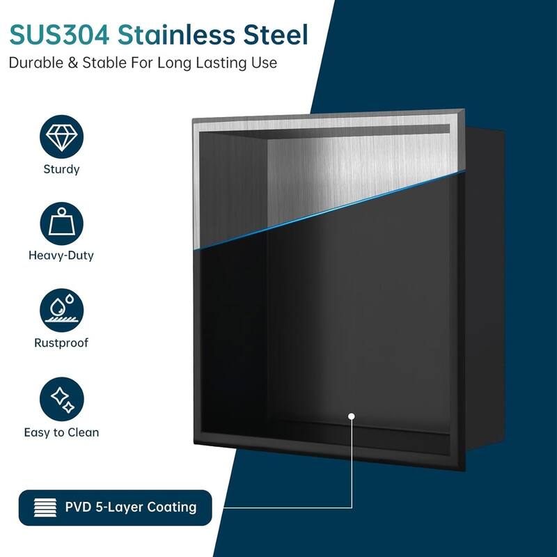 WIZ 12-inch W x 25-inch H x 4-inch D Stainless Steel Shower Niche