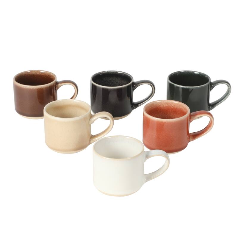 Mr. Coffee Espresso Whims 6 Piece 4 OZ Reactive Glaze Espresso Cup Set