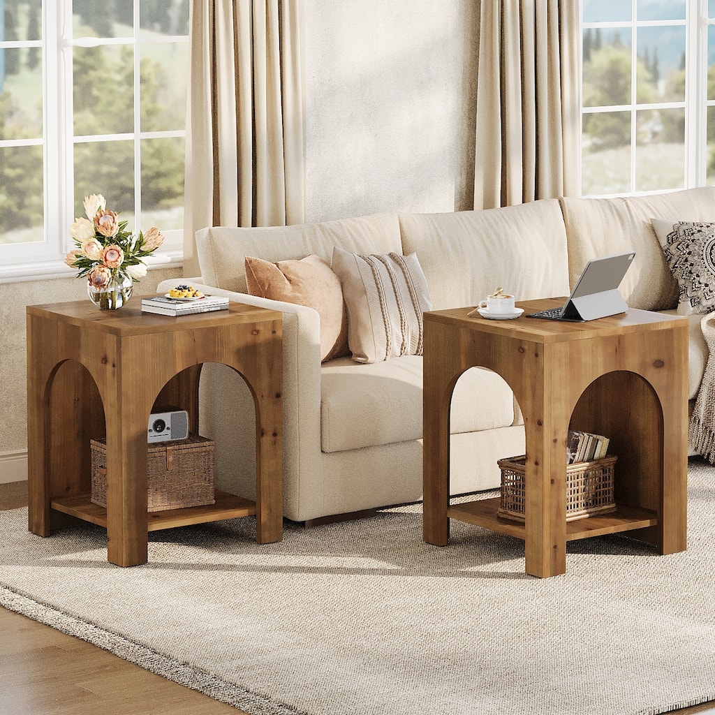 2-Tier Farmhouse End Table with Arch Design