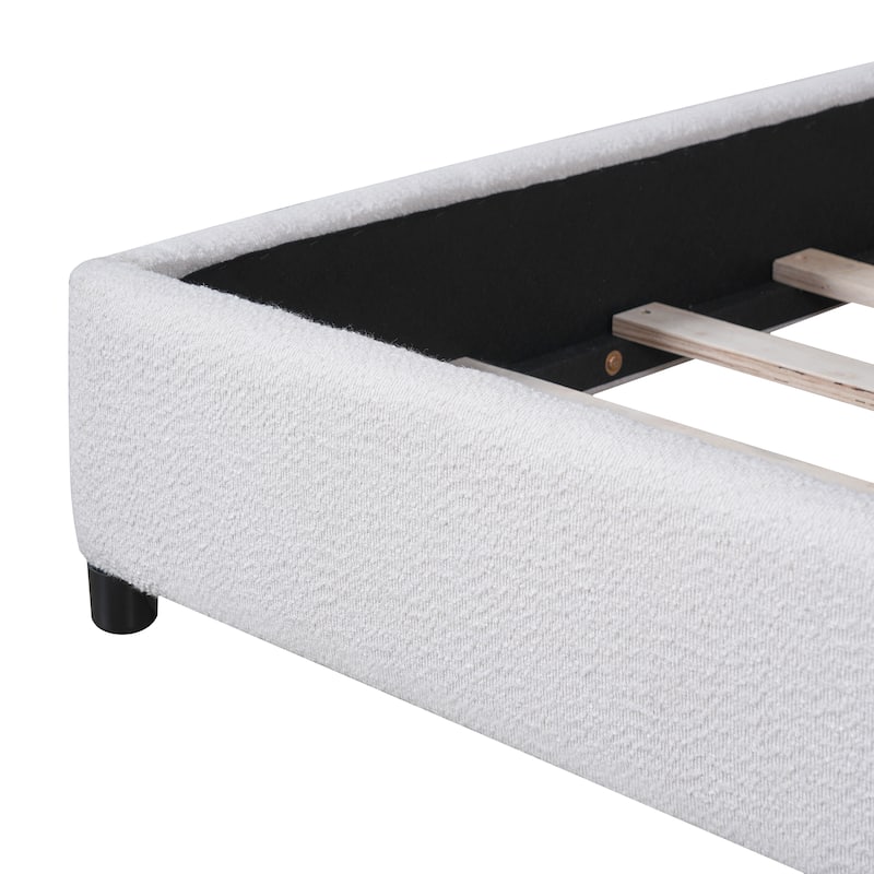 Christopher Knight Home - Luis Boucle Upholstered Bed Frame with Half-Round Headboard