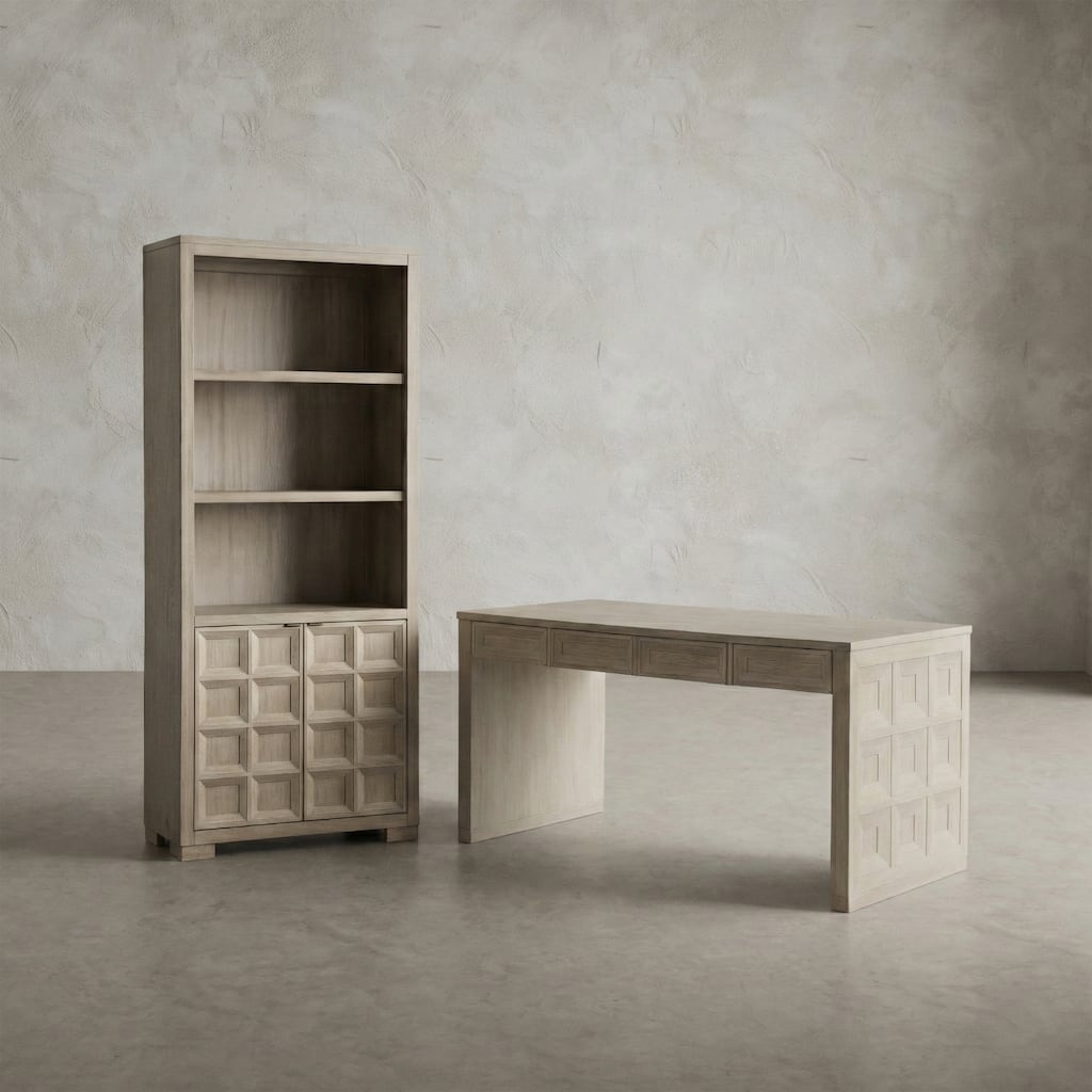 Furniture of America Durem Modern Tawny Brown Writing Desk with Bookcase Set