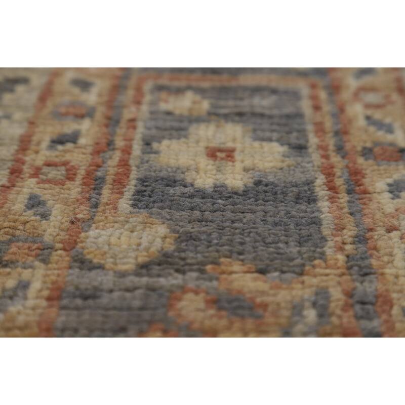 Vegetable Dye Oushak Turkish Runner Rug Handmade Wool Carpet - 3'2" x 10'0"