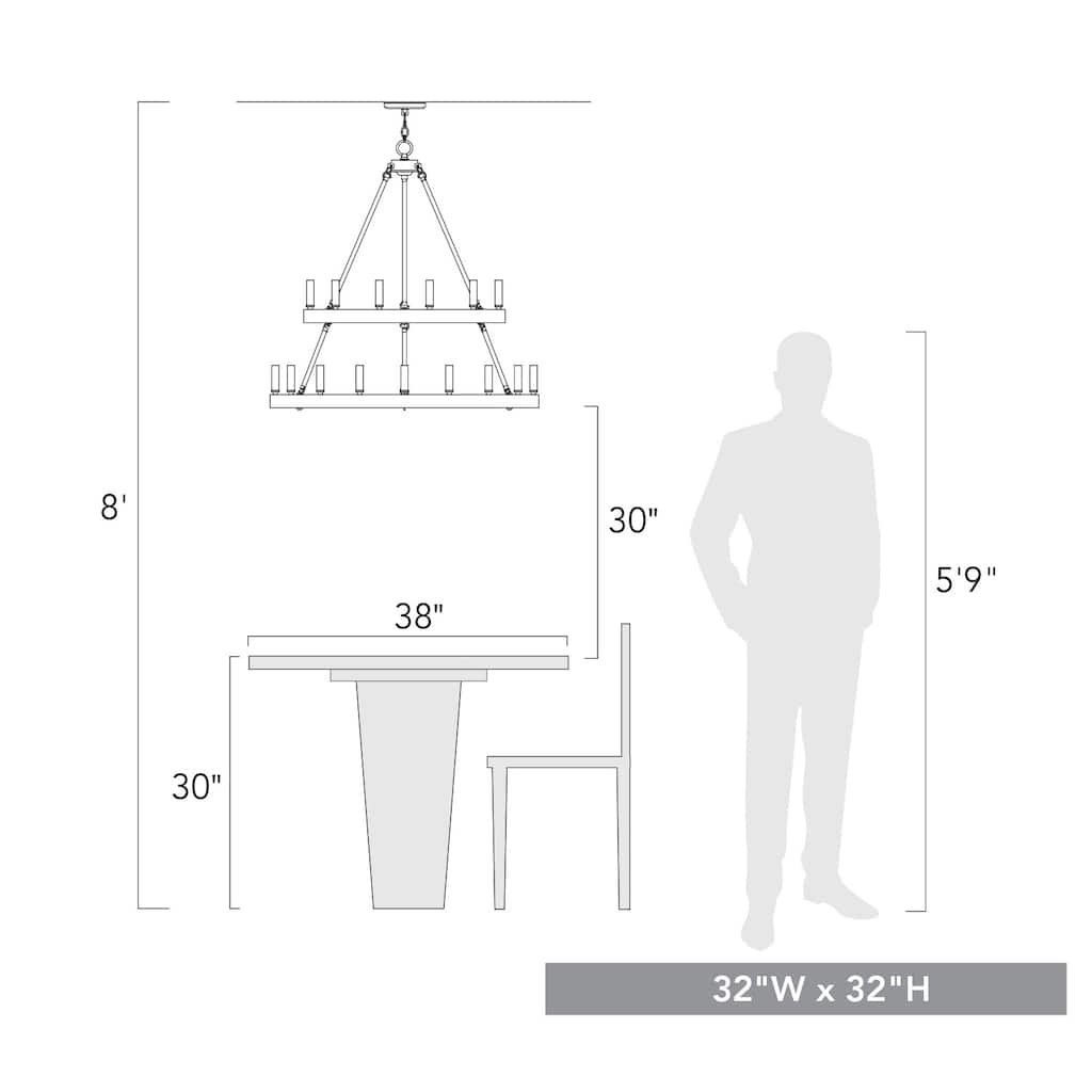 Alastair 2 Tier - 15 Light Chandelier - 35x32"