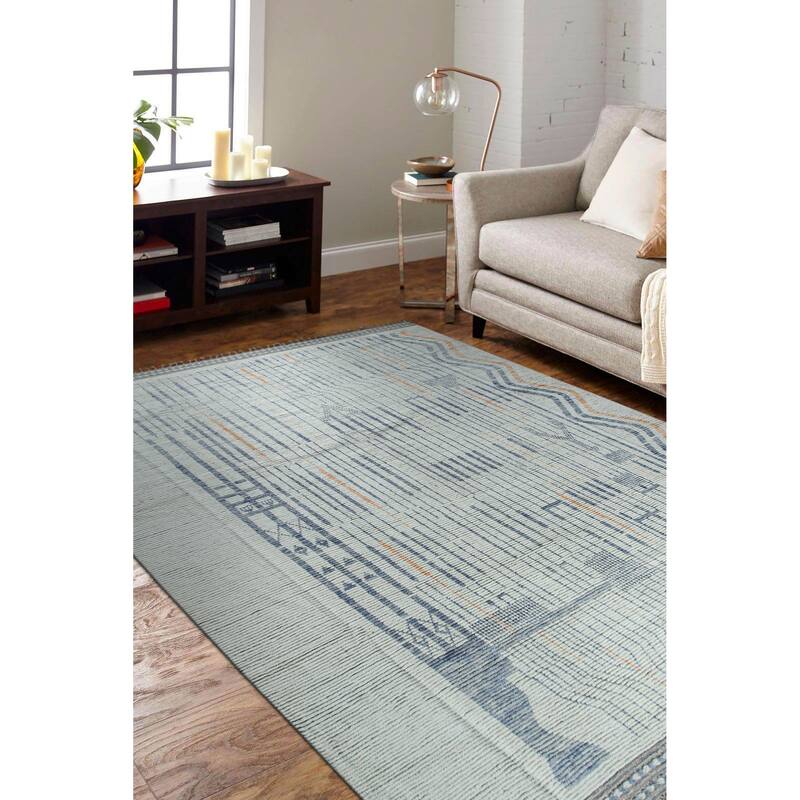 Home Decor Multicolored Hand-Knotted Wool Contemporary Marrakech Handspun Area RugElegant, Durable Rug for Living Room, Bedroom,