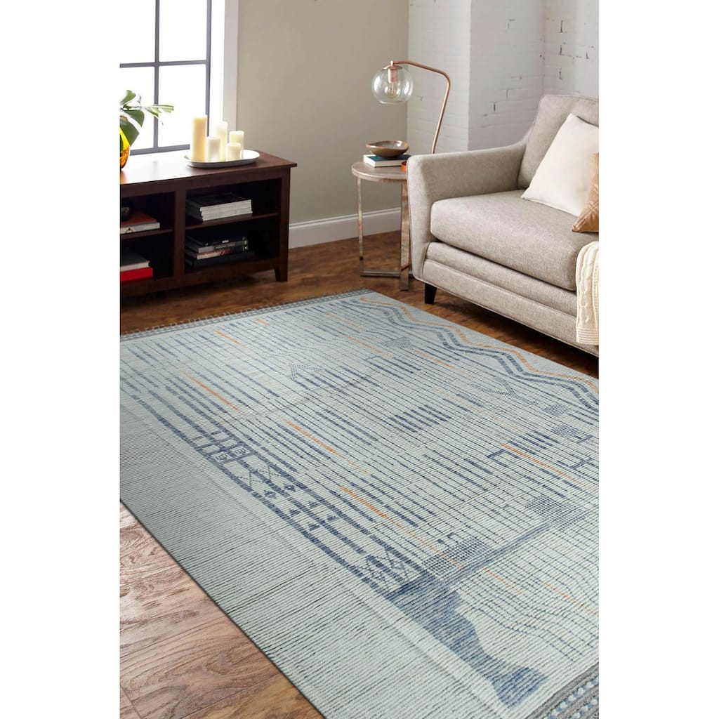 Home Decor Multicolored Hand-Knotted Wool Contemporary Marrakech Handspun Area RugElegant, Durable Rug for Living Room, Bedroom,