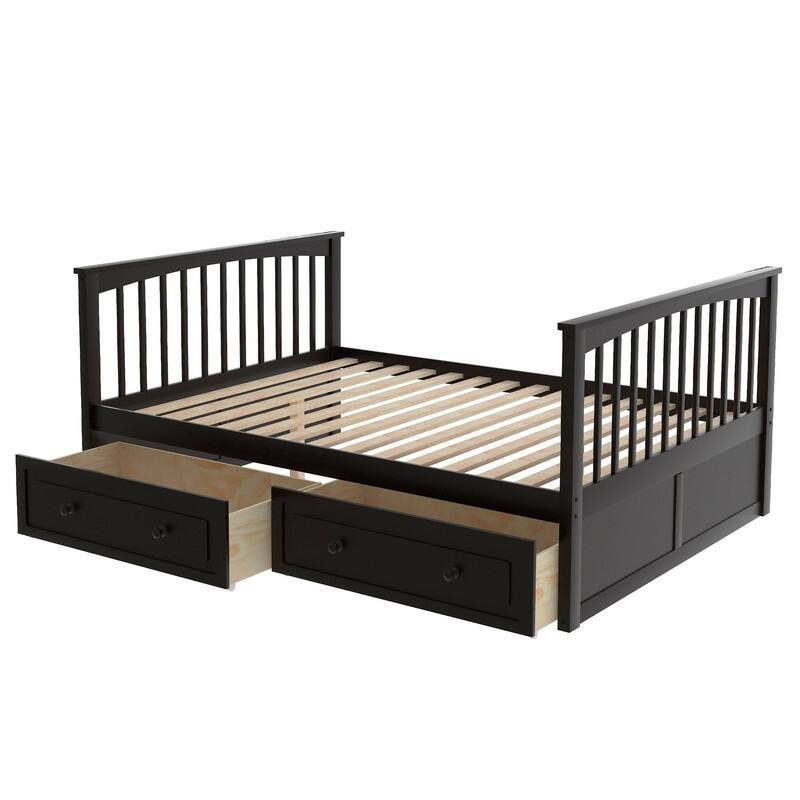 Full over Full Size Bunk Bed with Drawers, Convertible Beds