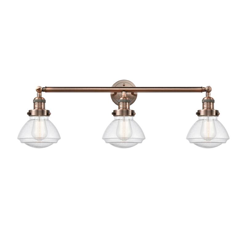 Innovations Lighting Olean 3 Light 31" Wide Bathroom Vanity Light - Antique Copper / Seedy