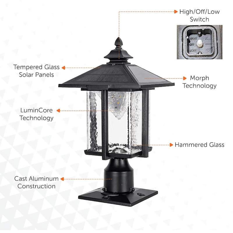 Casita Black Dusk to Dawn Solar 3' Fitter Post Light and Pier Mount