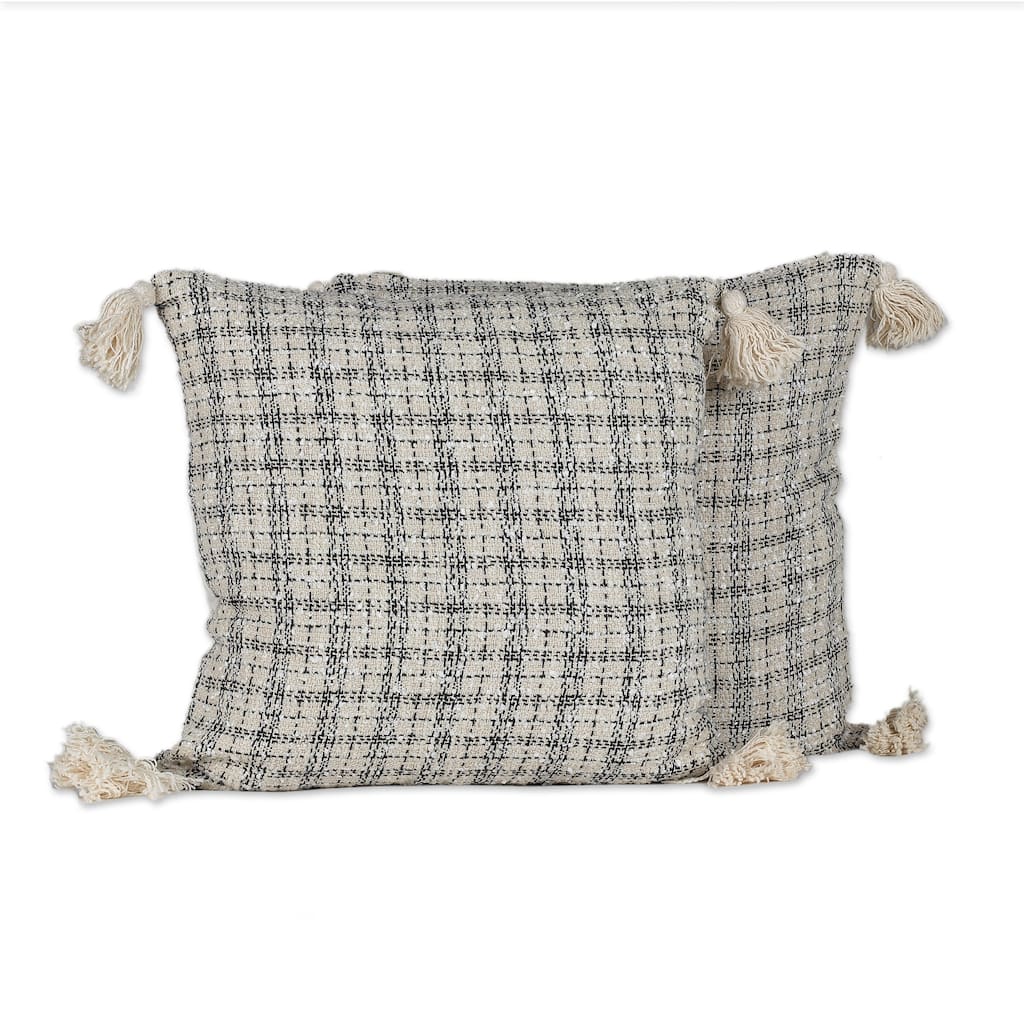Novica Handmade Ivory Appeal Cotton Blend Cushion Covers (Pair)