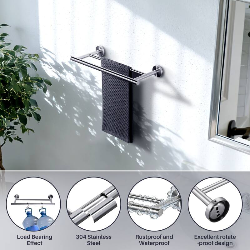 WOWOW Wall Mounted Stainless Steel Double Towel Bar