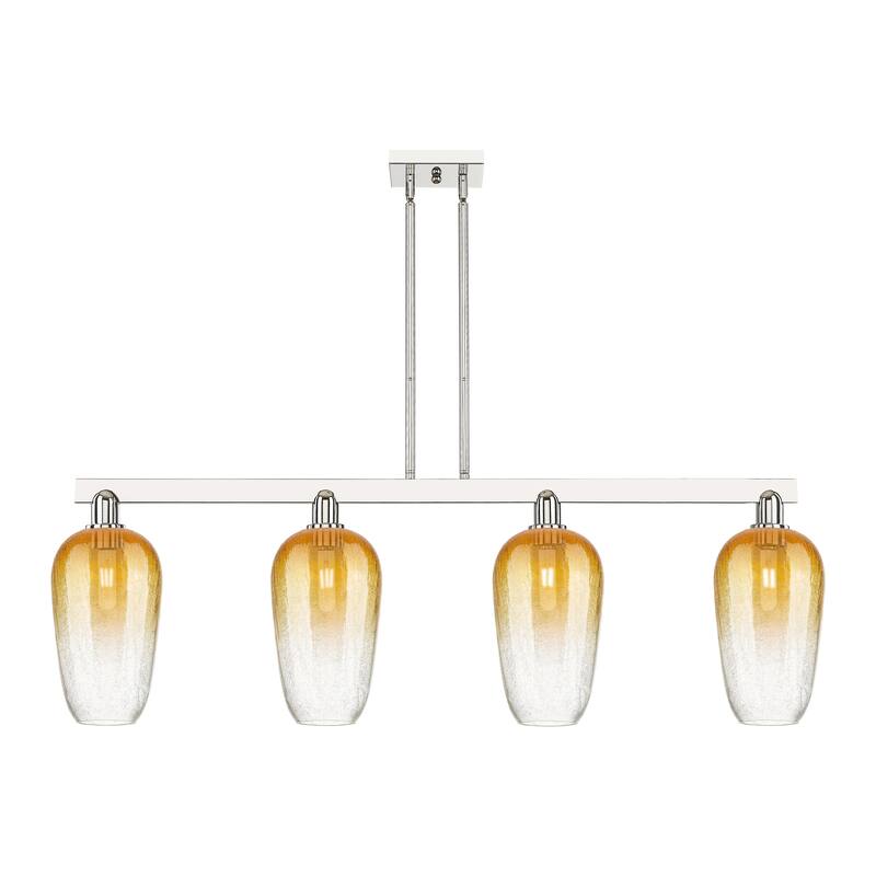 Innovations Lighting Urban Downtown - Brookhaven Flute - 4 Light 48" Stem Hung Island Light - Polished Nickel/Amber