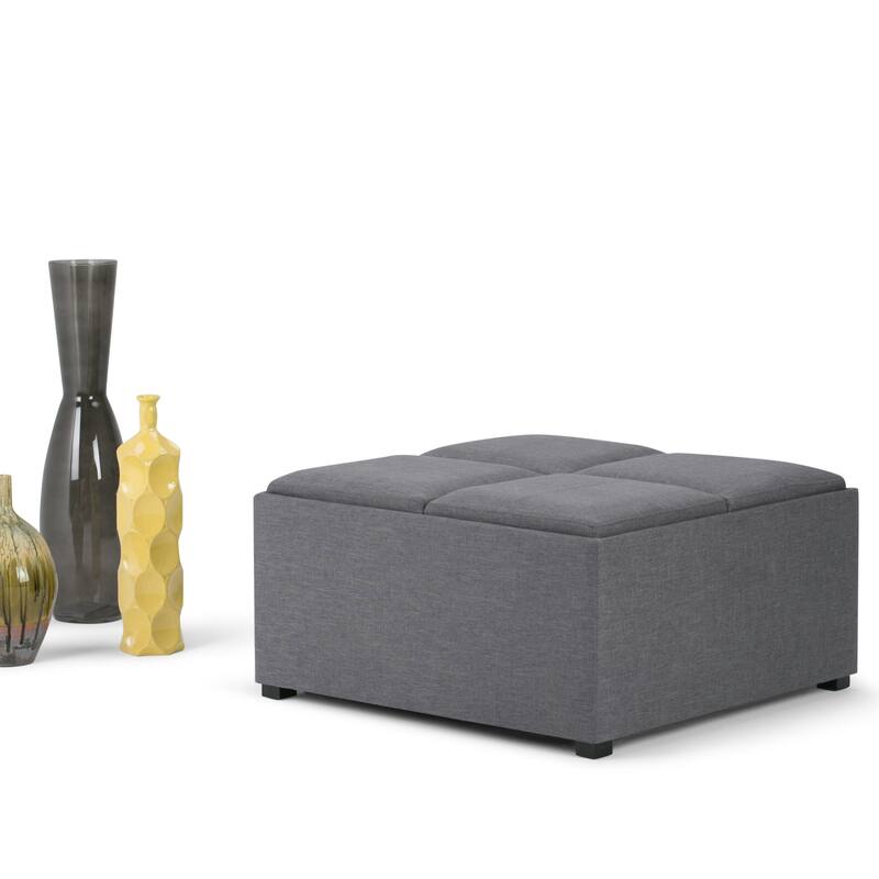 WYNDENHALL Franklin Wide Contemporary Table Ottoman - 35"w x 35"d x 18"h - Slate Grey