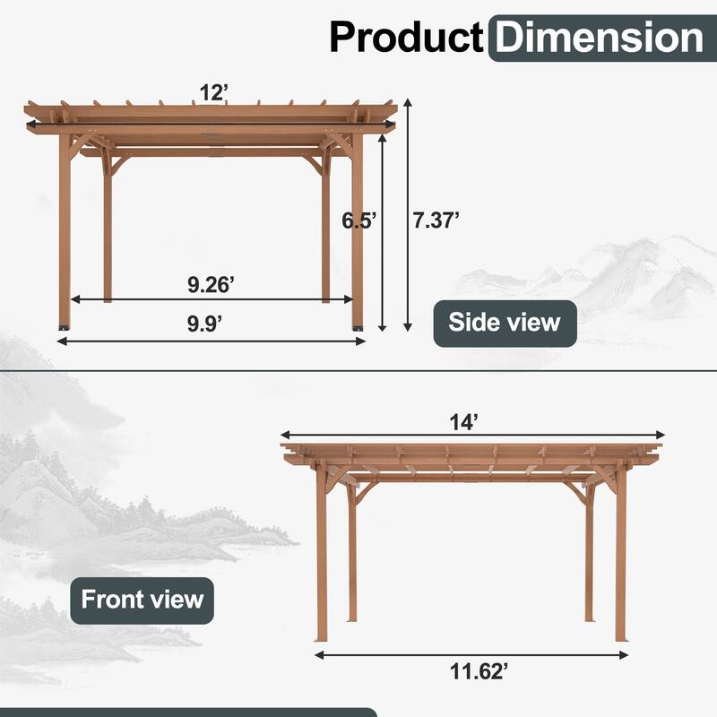 Wooden Pergola Gazebo - Brown Outdoor Structure for Garden, Deck & Climbing Plants