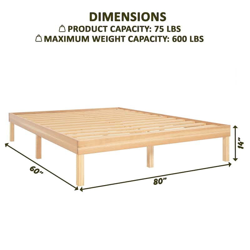 Solid Wood Platform Bed Twin Bed Frame Pine Wood Twin Platform Frame No Squeak
