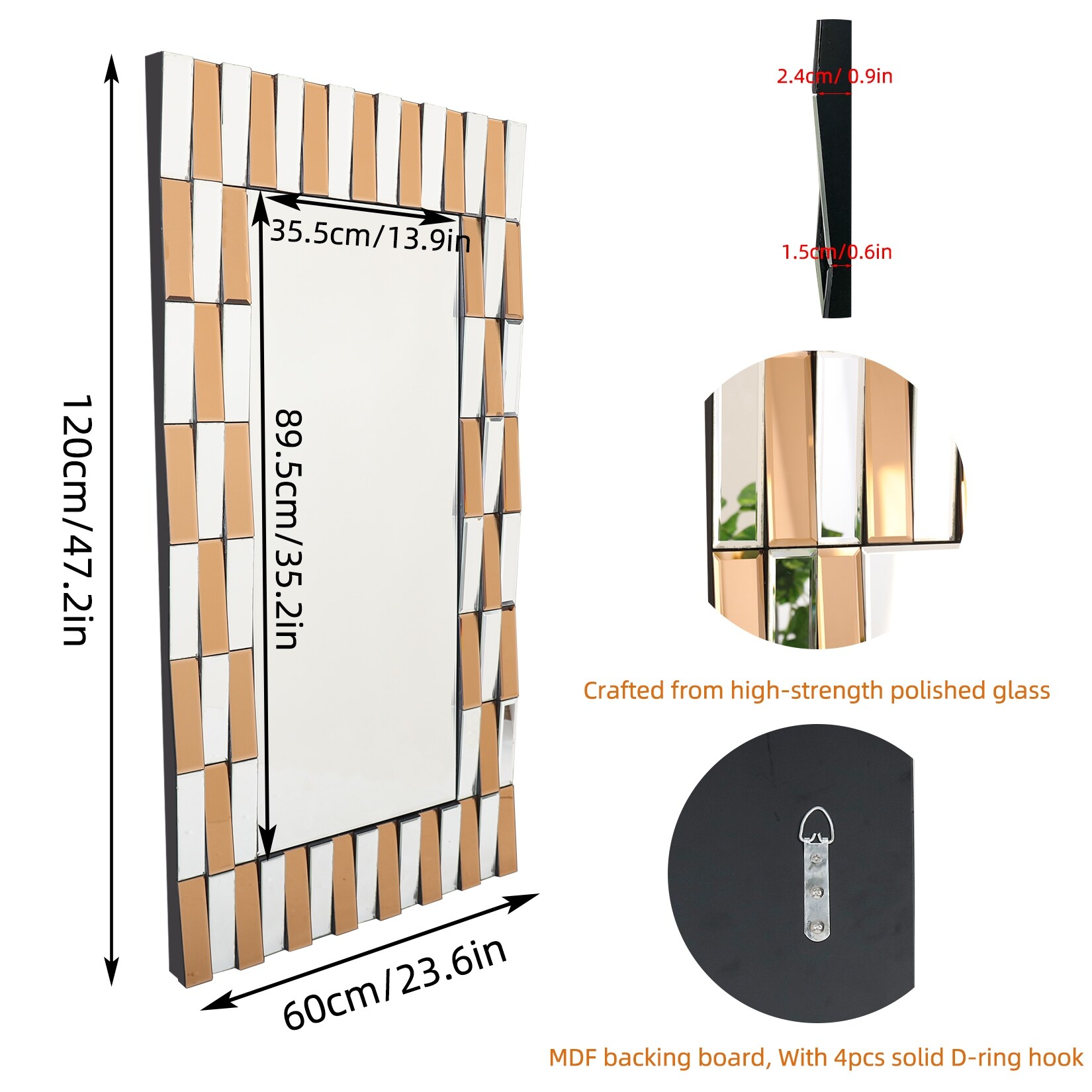 Large outlet rectangle mirror