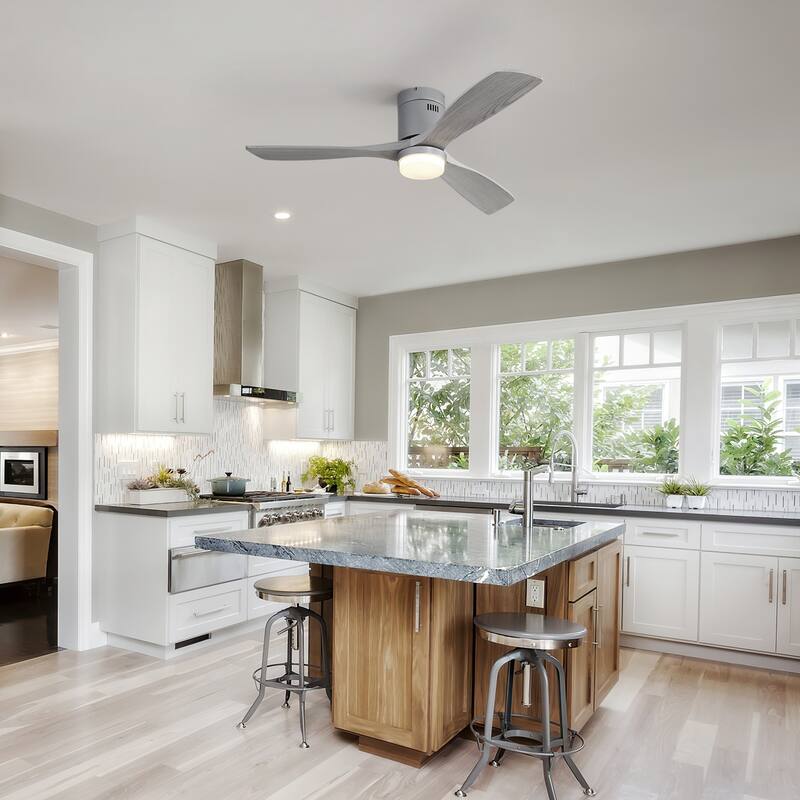 Sofucor 52"Solid Wood Modern,Farmhouse Indoor Ceiling Fan Chandelier with Remote,Adjustable light,Smart Optional