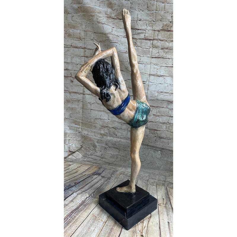 Flexible Gymnast Athlete Yoga Studio Bronze Metal Figurine Statue Sculpture Gift Art 25 Inches X 10 Inches
