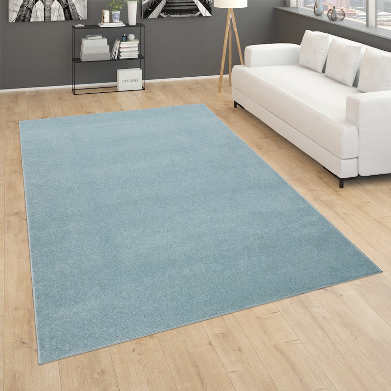 Solid Low-Pile Rug for Living Room in Plain Colors - turquoise - 2' x 3'3"
