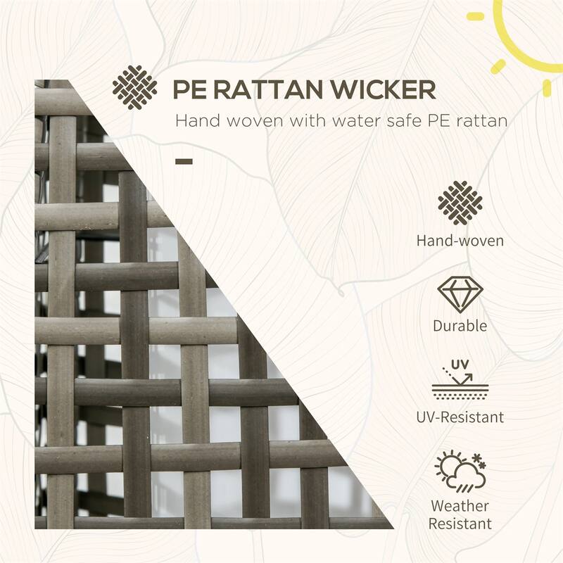 Waterproof Outdoor Solar Floor Lamp with LED Warm Light and Mixed Gray Rattan Design - 8.25" W x 8.25" D x 30.75" H