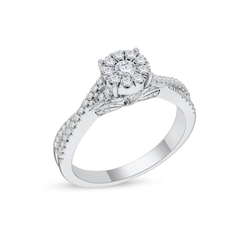 IGI Certified 1/2ct TDW Diamond Cross Over Engagement Ring in 10K Gold for Women