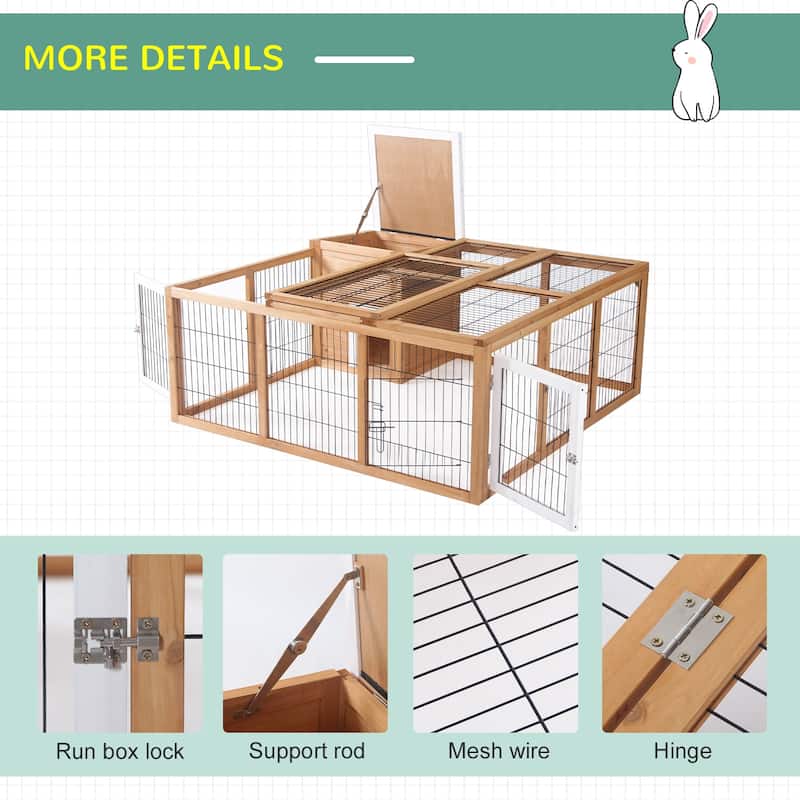 Outdoor Small Animal Cage with Playpen and Easy Access Doors - 48.5" L x 47.25" W x 20.5" H