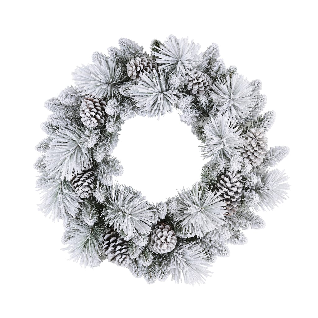 Puleo International 32" Flocked Berkshire Artificial Spruce Wreath