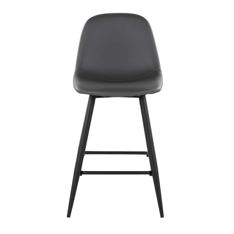 Lumisource Counter Stool in Black Metal and Blue Fabric, Set of 2 - 20"Lx17.25"Wx34.75"H