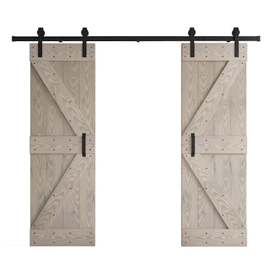 Coast Sequoia 48in. x 84in. K Series Embossing DIY Knotty Wood Double Sliding Barn Door With Hardware Kit