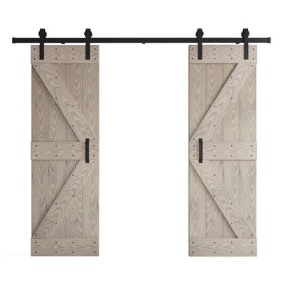 Coast Sequoia 60in. x 84in. K Series Embossing DIY Knotty Wood Double Sliding Barn Door With Hardware Kit