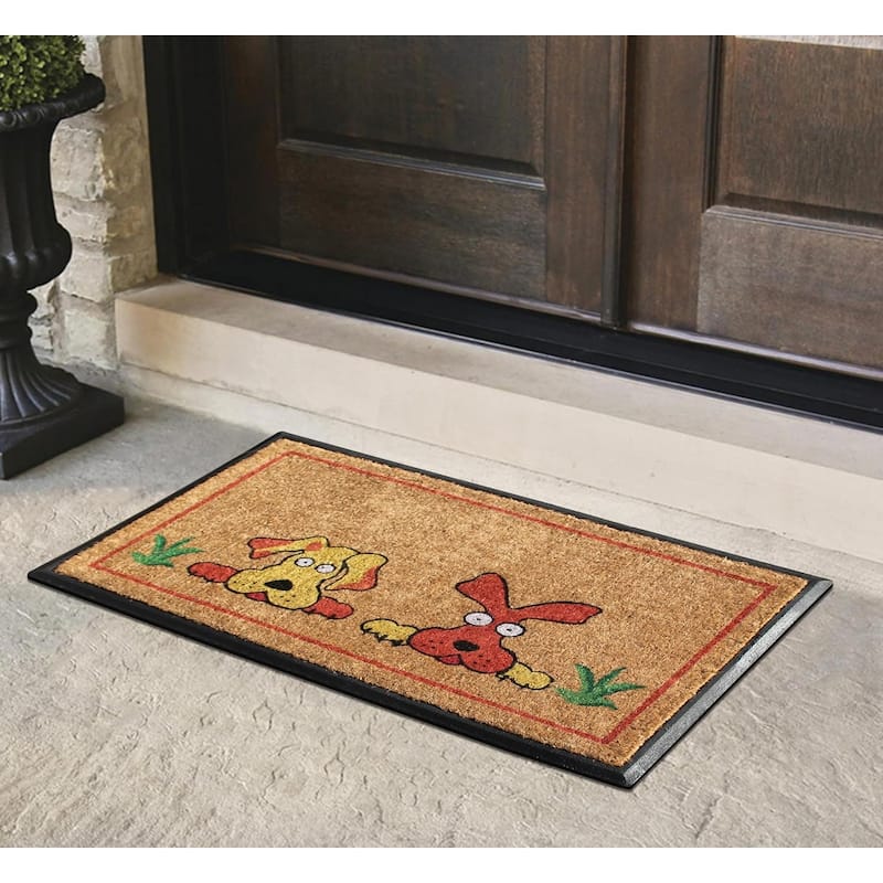 A1HC First Impression Hand Finished Rubber and Coir Classic Paisley Border Extra Large Double Doormat (30" x 48")