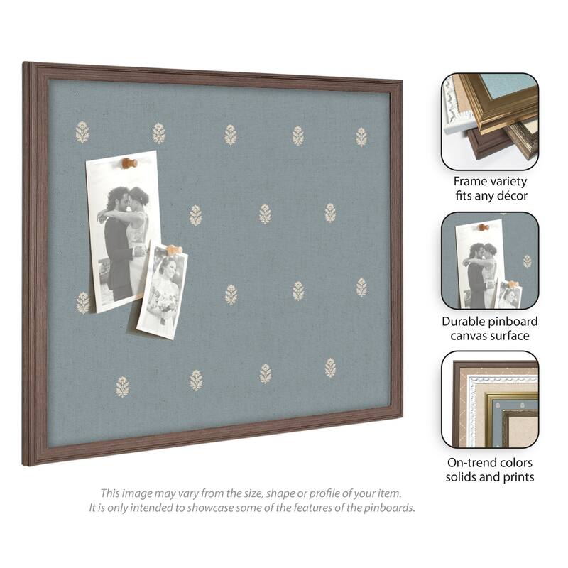 Kate and Laurel Pinboard Blue Botanical Block Print