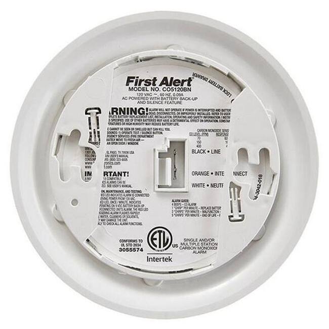 BRK Brands CO5120BN 120V Hardwired Carbon Monoxide Detector with 9V