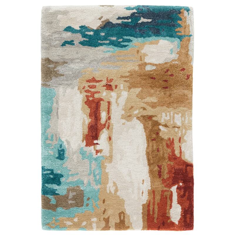 Evergood Handmade Abstract Blue/ Red Area Rug - 2' x 3' - Blue/Red - Rectangle