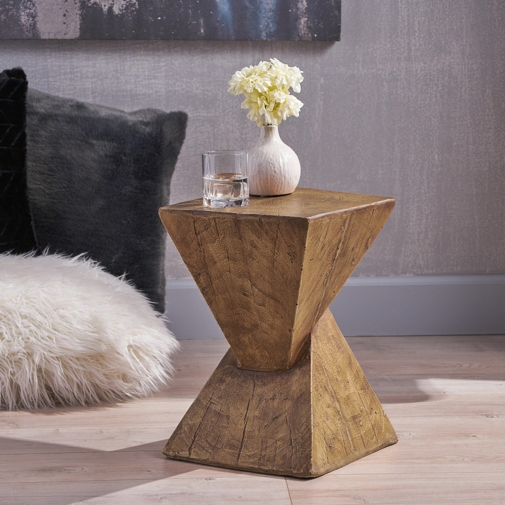 Roomfitters Modern Fluted Side Table, Stylish Round Pedestal End Table for Living Room, Bedroom, or Office