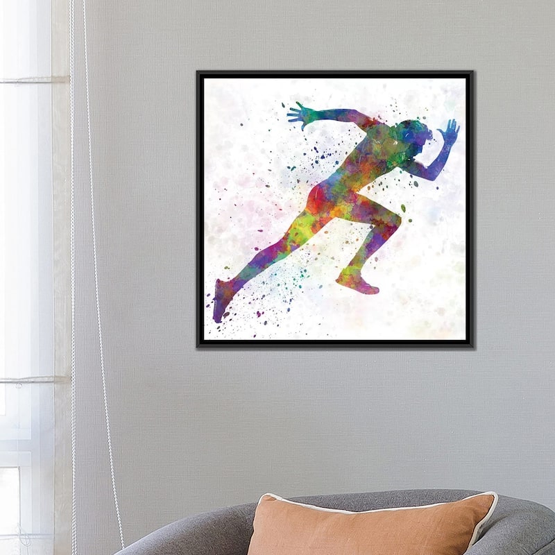 iCanvas "Man Running Sprinting Jogging I" by Paul Rommer Framed Canvas Print