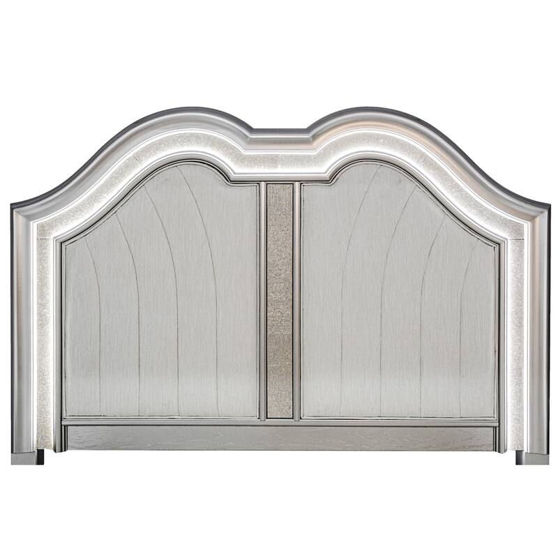 Traditional Style 3pc Bed 2x Nightstand Set Crystal Knobs Light Gray Finish